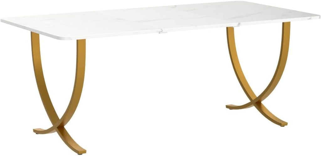 63” Large White and Gold Office Desk F88784