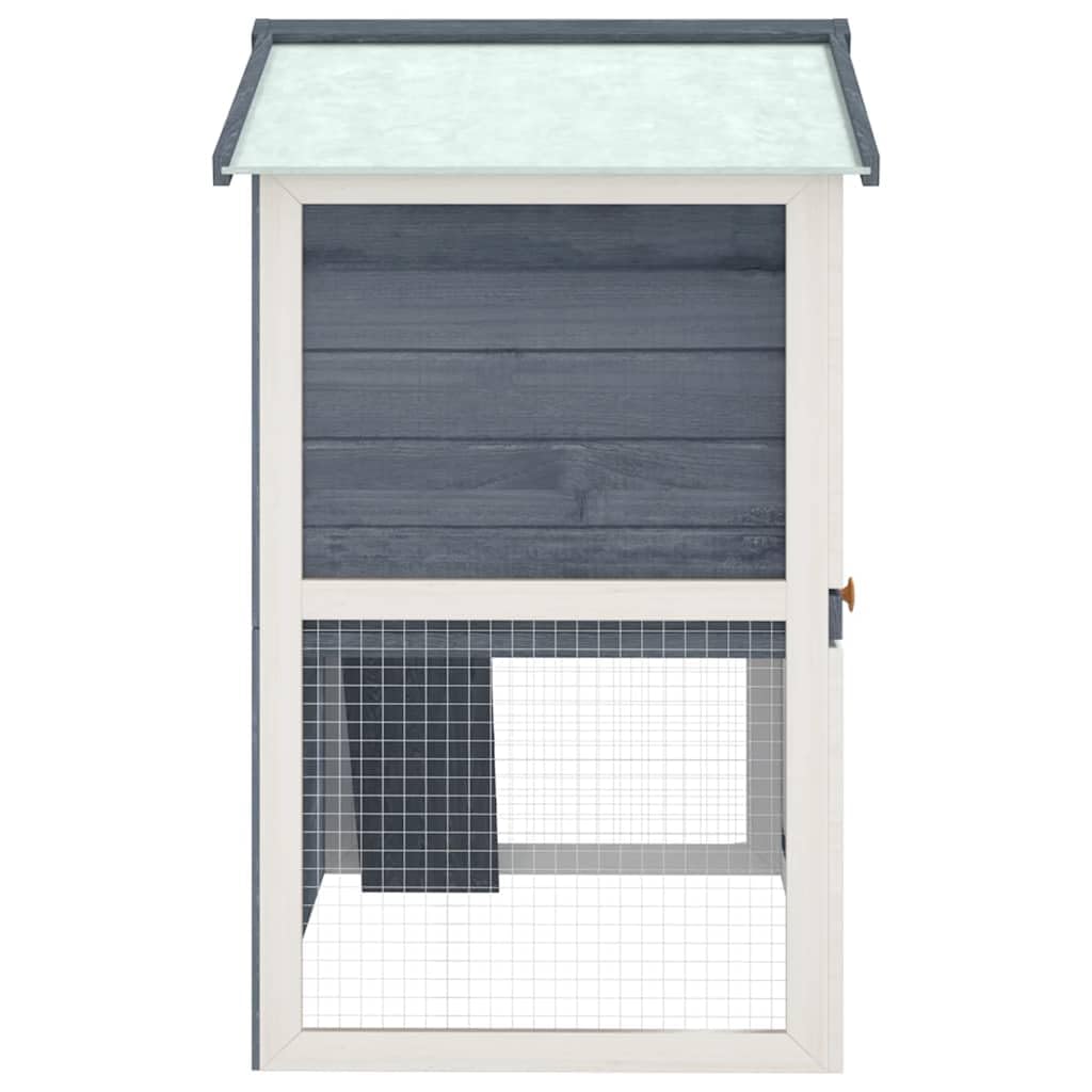 Large 2-Tier Gray Wood Rabbit Hutch with Ramp O646279