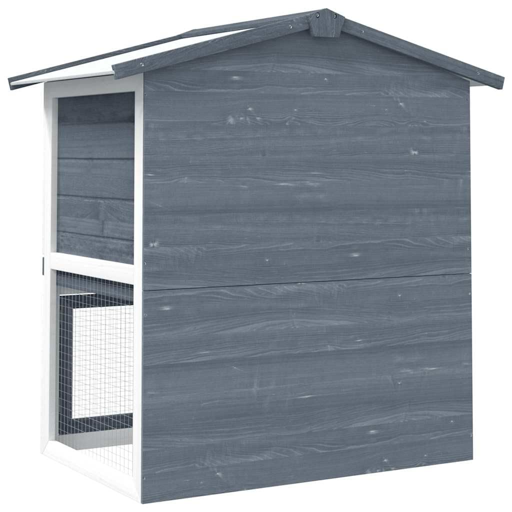Large 2-Tier Gray Wood Rabbit Hutch with Ramp O646279