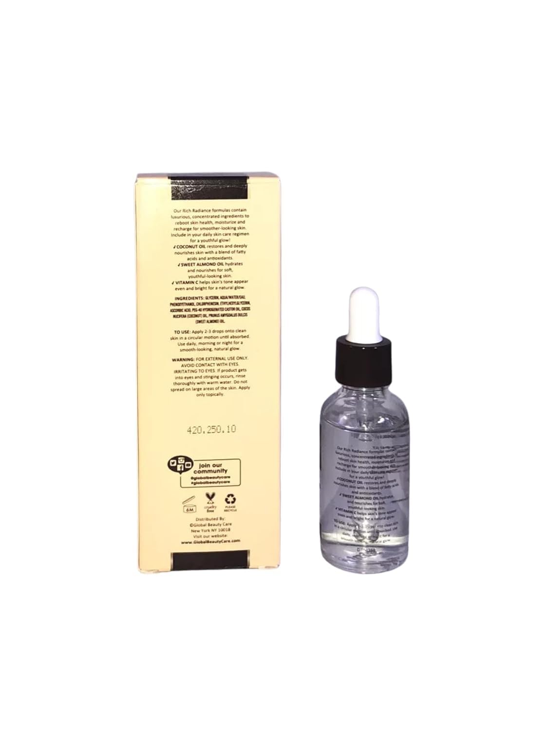 Face Glow Oil with Coconut, Sweet Almond & Vitamin C Set of 2 O585