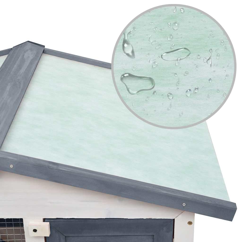 Large 2-Tier Gray Wood Rabbit Hutch with Ramp O646279