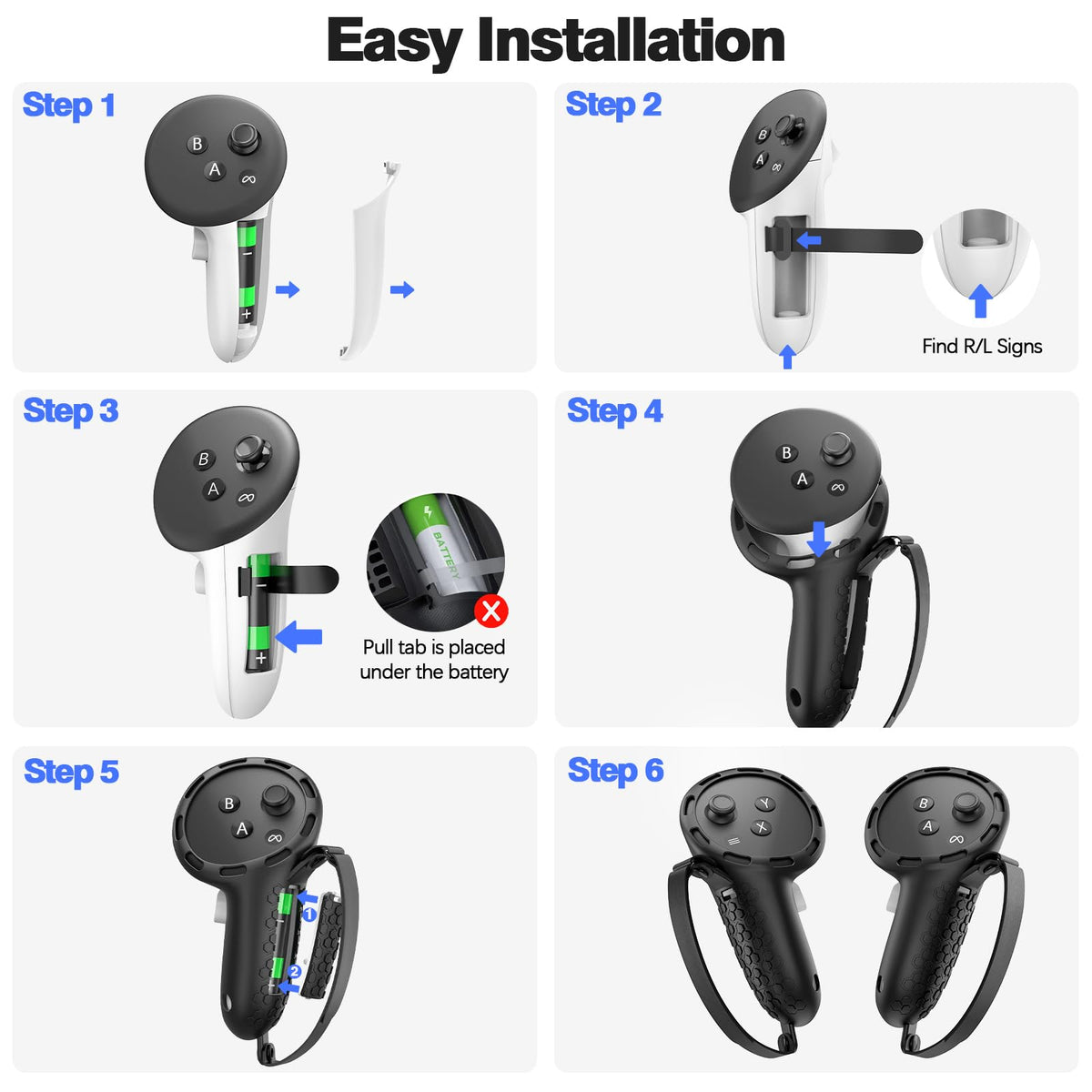 Controller Grips with Battery Opening Covers Black B904131