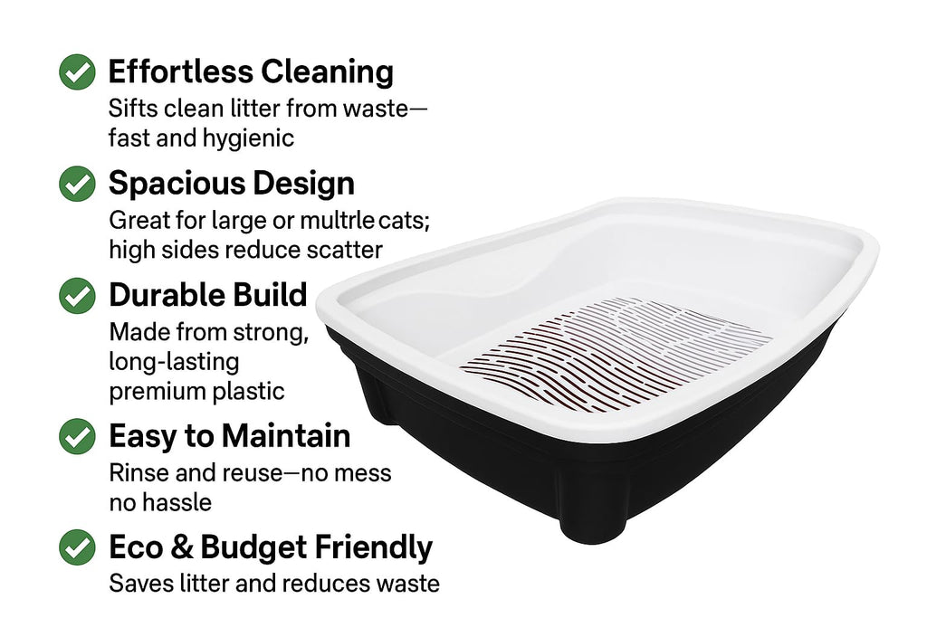 Large Black Cat Litter Box with Sifting System I266