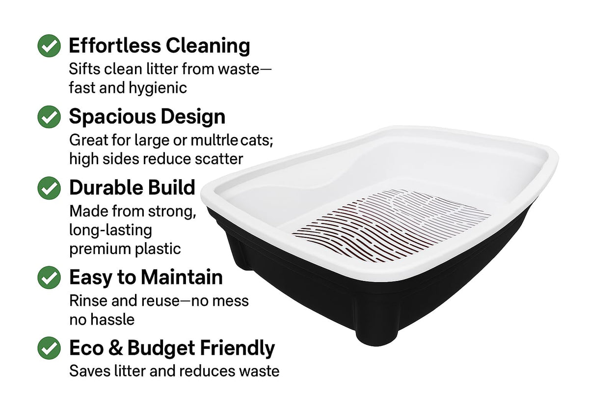 Large Black Cat Litter Box with Sifting System I266
