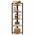 Tall Wood and Metal Corner Bookshelf B243