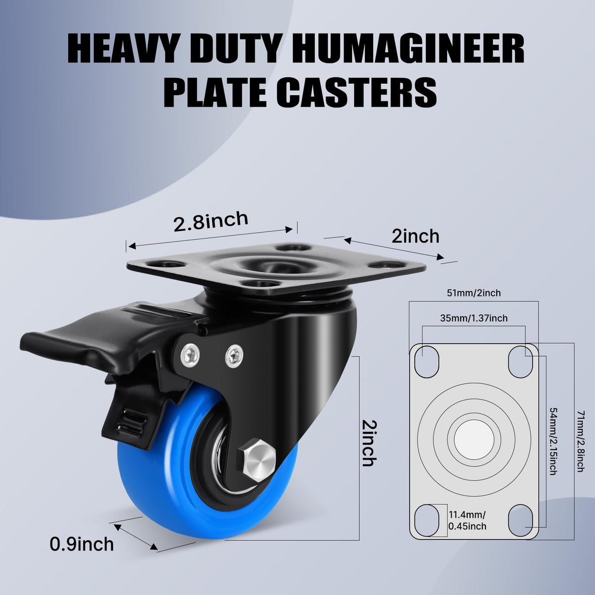 2 Inch Locking Swivel Caster Wheels Set of 8 D9763