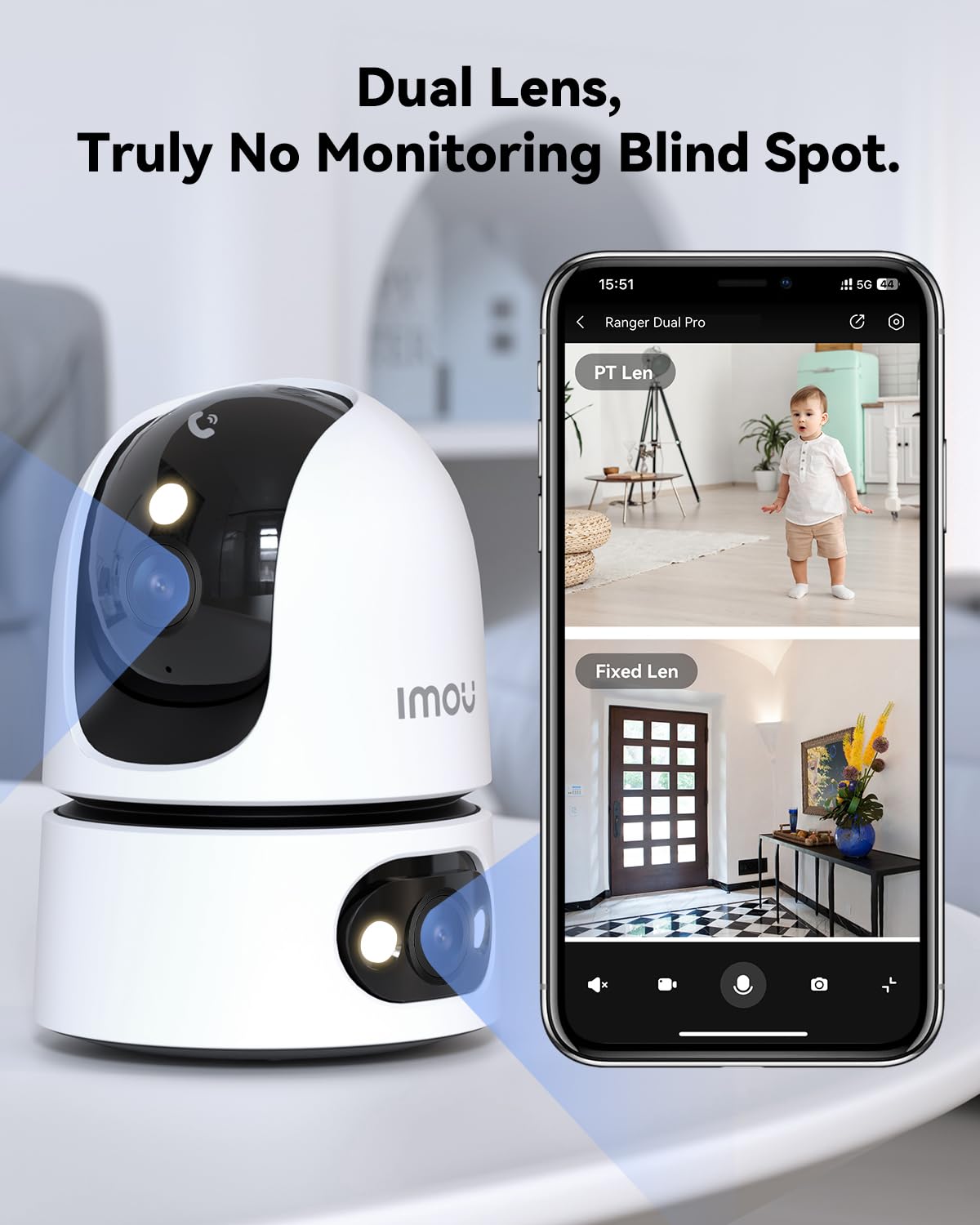 6MP Indoor Security Camera Dual-Lens 360° Pan-Tilt Color Night Vision K153