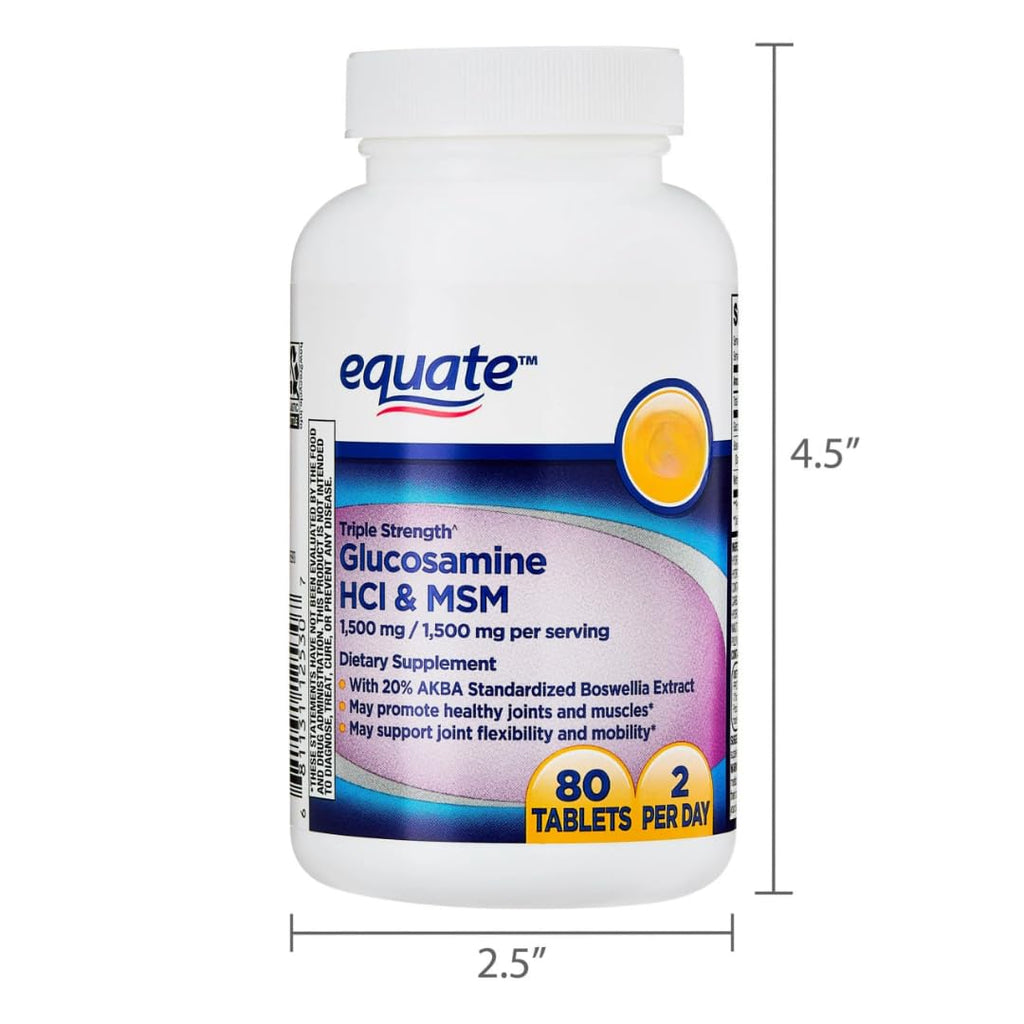Glucosamine 1500mg MSM 1500mg Boswellia Extract Tablets, 80 Count B15901