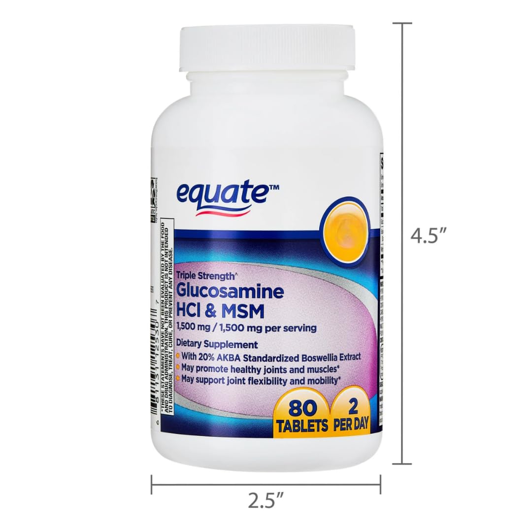Glucosamine 1500mg MSM 1500mg Boswellia Extract Tablets, 80 Count B15901