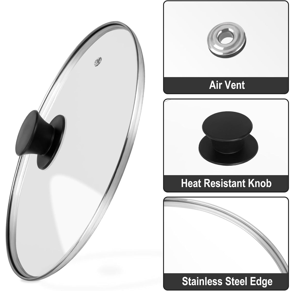 12 Inch Tempered Glass Pan Lid with Silicone Handle K30369
