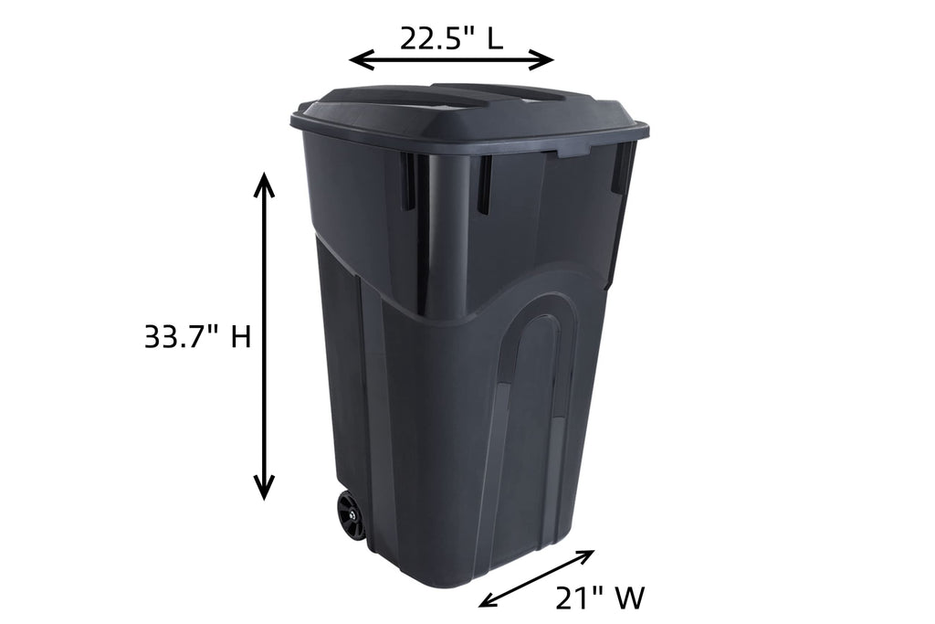 32 Gallon Black Wheeled Outdoor Garbage Can with Snap Lock Lid, 2 Pack C74142