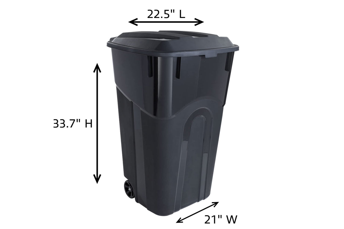 32 Gallon Black Wheeled Outdoor Garbage Can with Snap Lock Lid, 2 Pack C74142