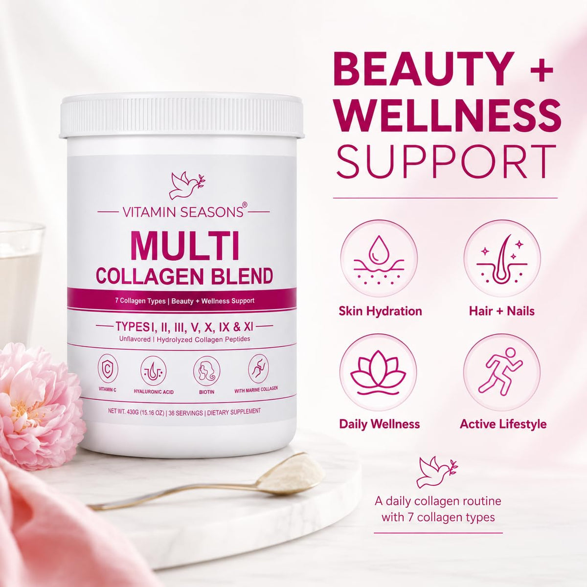 Unflavored Hydrolyzed Collagen Peptides Powder 15.16 oz Y402754