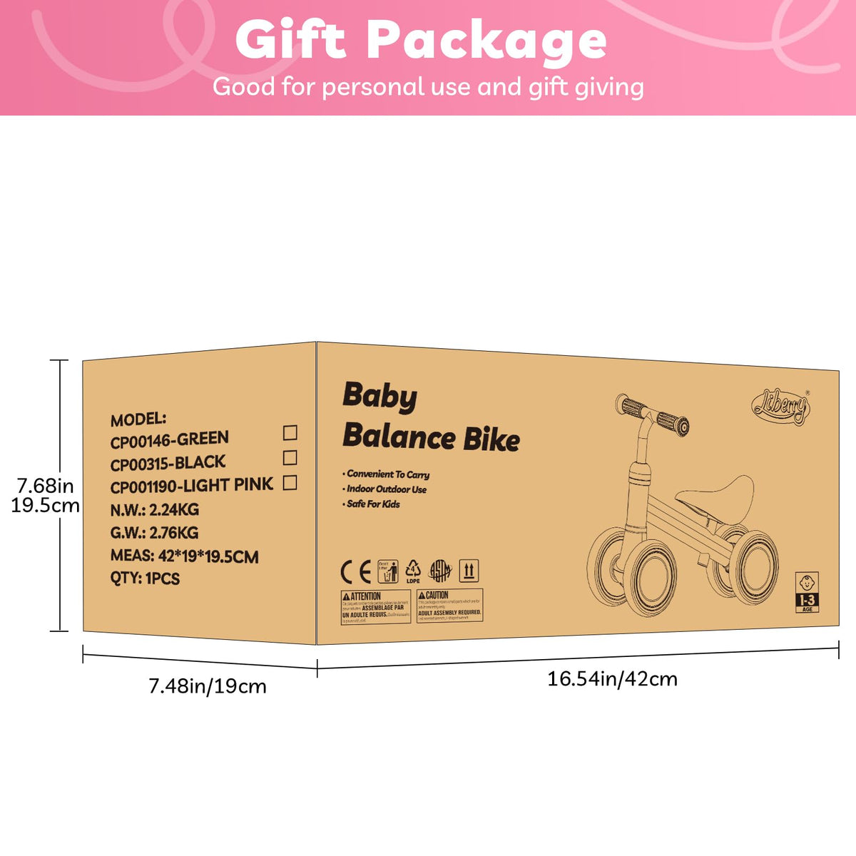 Pink Adjustable Baby Balance Bike J160195