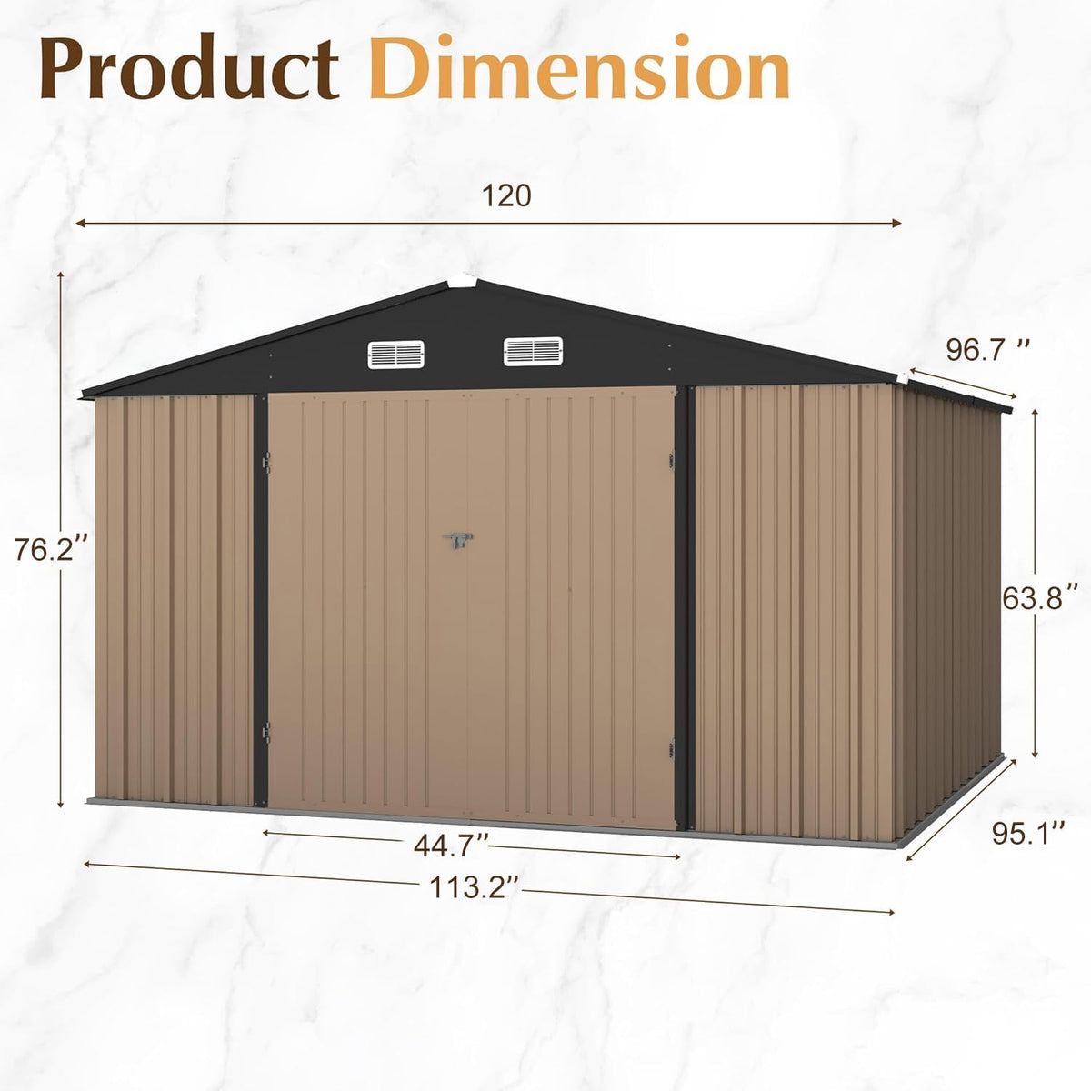 10 x 8 FT Metal Outdoor Storage Shed with Lockable Door K365637