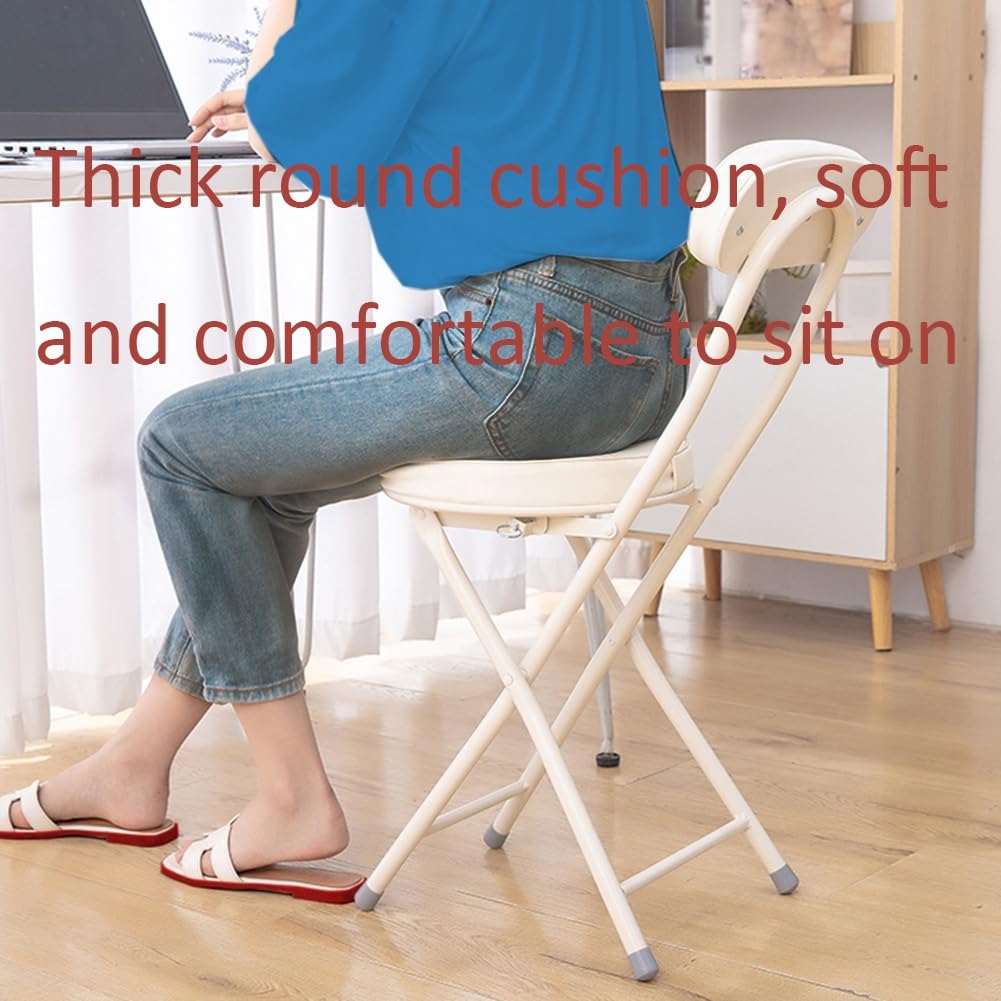 Portable Folding Stool with Back Support, Footrest, Padded Seat, Black D77822