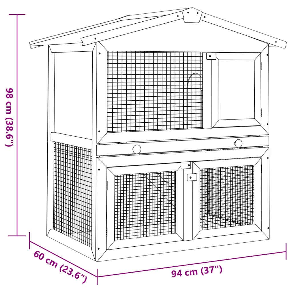 Large 2-Tier Gray Wood Rabbit Hutch with Ramp O646279