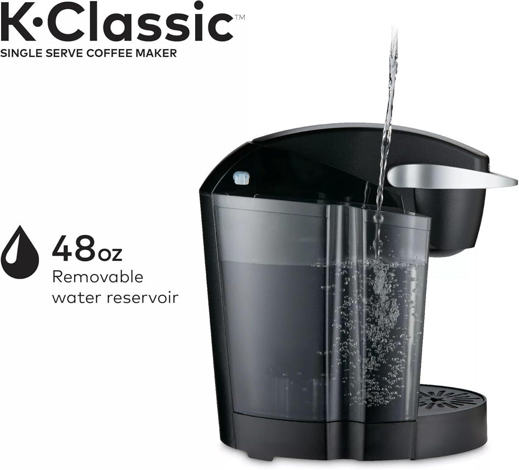 Single Serve K-Cup Pod Coffee Maker, 3 Brew Sizes, 48oz Removable Reservoir, Black D35636