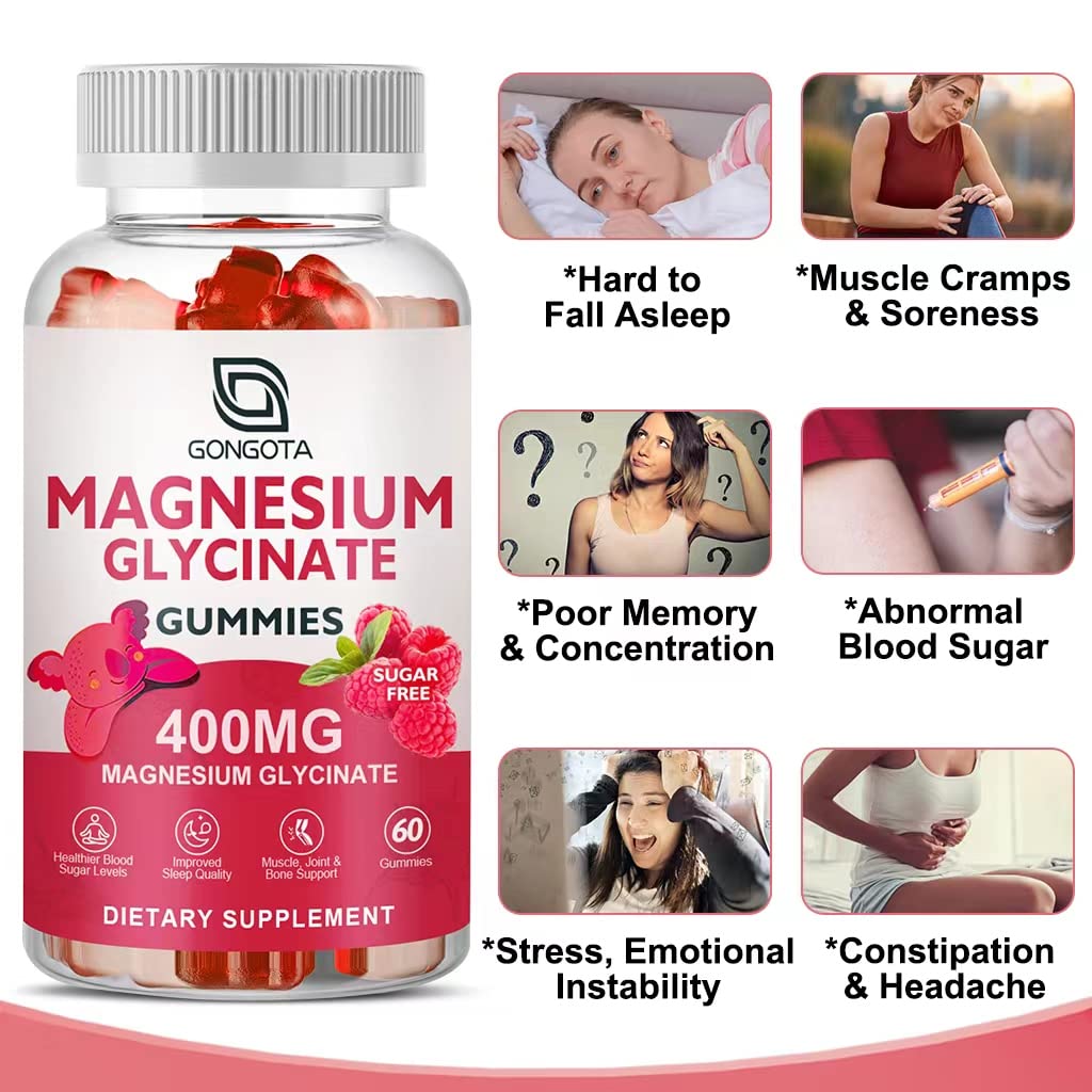 Magnesium Glycinate Gummies 400 mg with Vitamin D, B6 - 60 Gummies L536