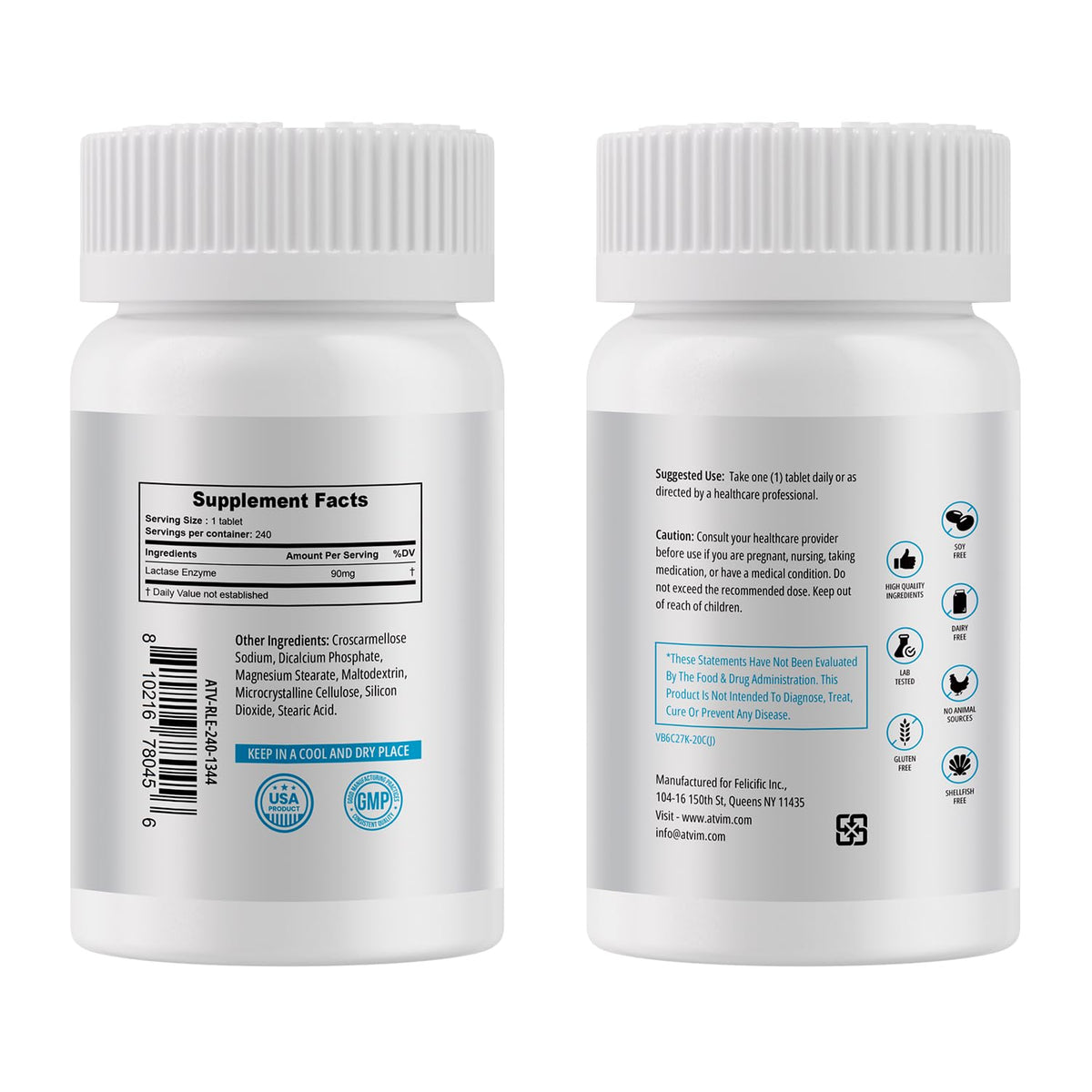Lactase Enzyme 240 Tablets D657