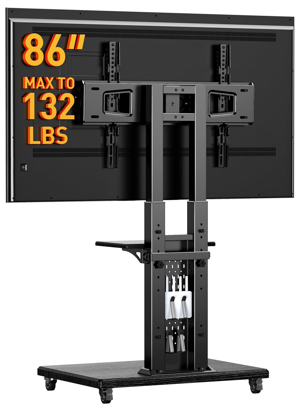 Rolling TV Stand with Pegboard for 32–86 inch TVs K112