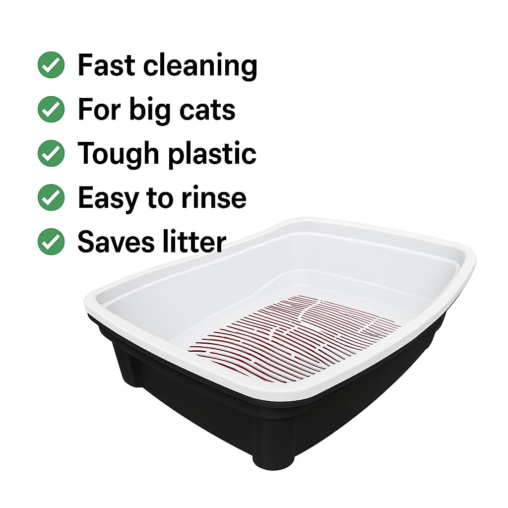 Large Black Cat Litter Box with Sifting System I266
