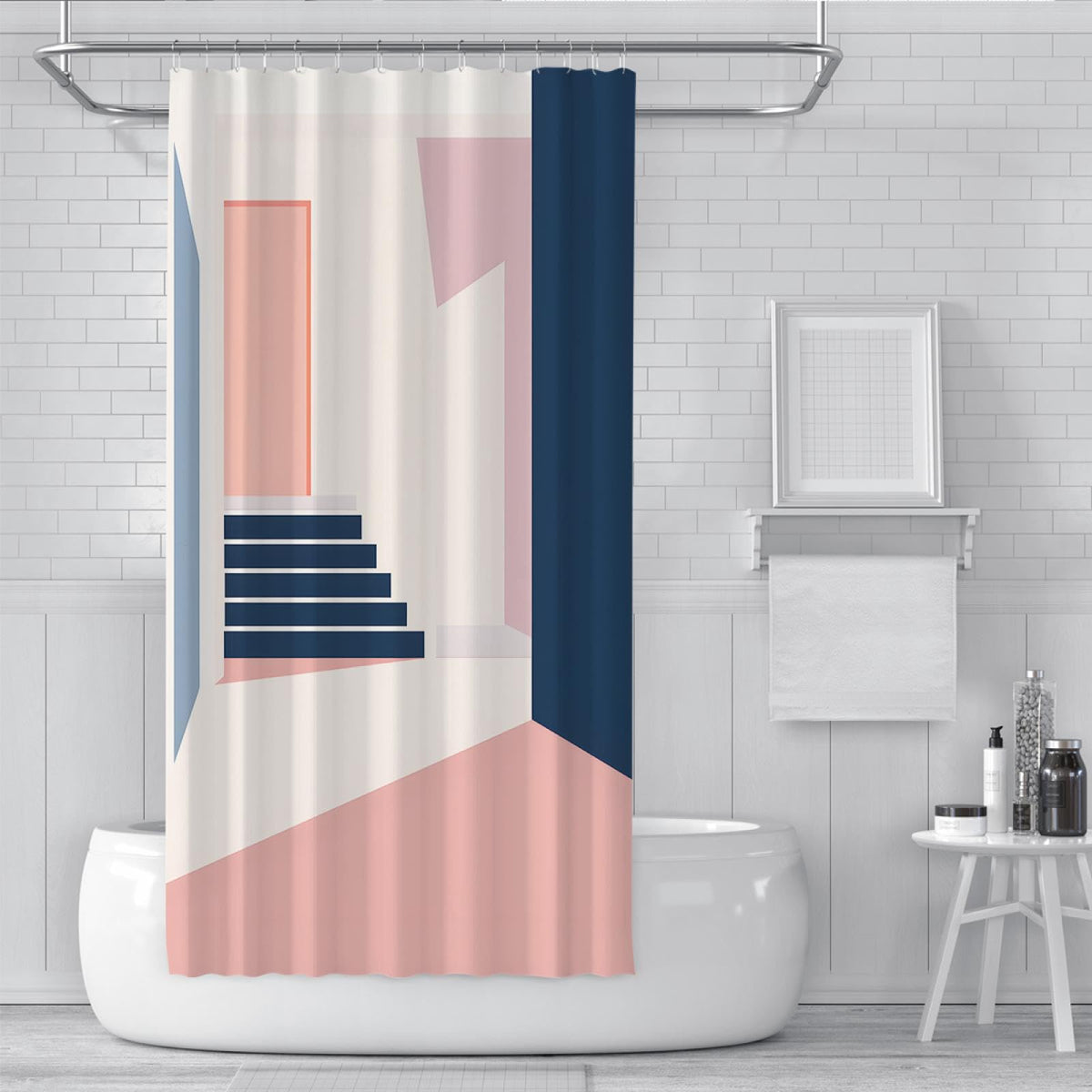 Pink Geometric Shower Curtain 72x72 Inches X55821