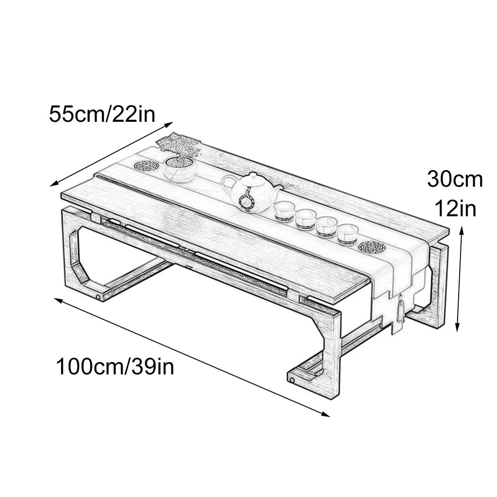 Japanese Floor Table Solid Wood 100x55x30cm I611
