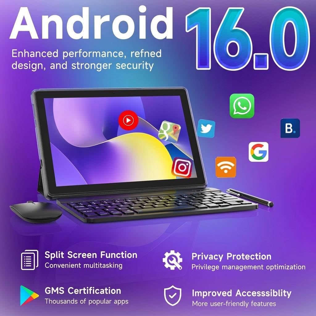 10 Inch Android 15 Tablet with Keyboard Case Mouse Stylus K815102