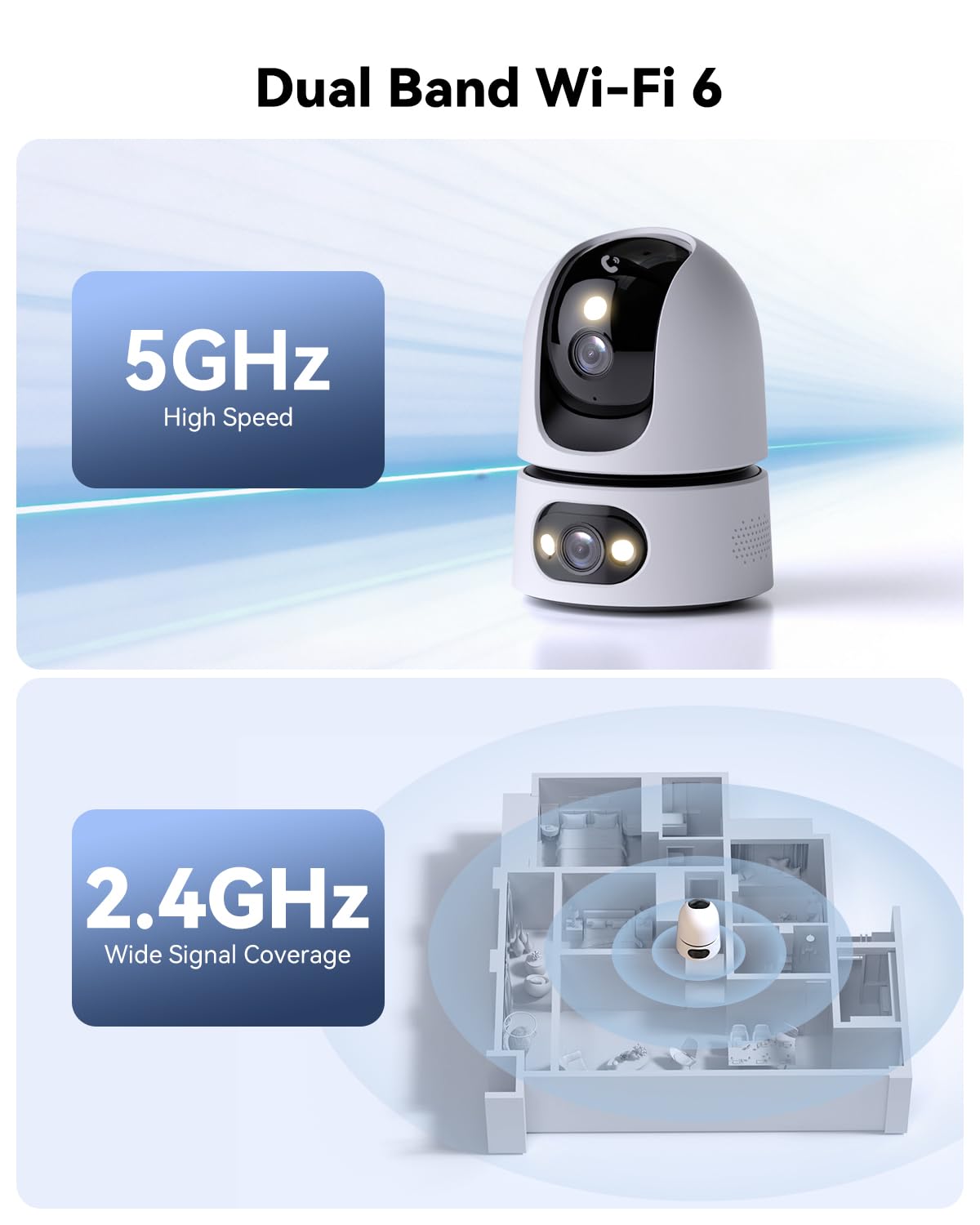 6MP Indoor Security Camera Dual-Lens 360° Pan-Tilt Color Night Vision K153
