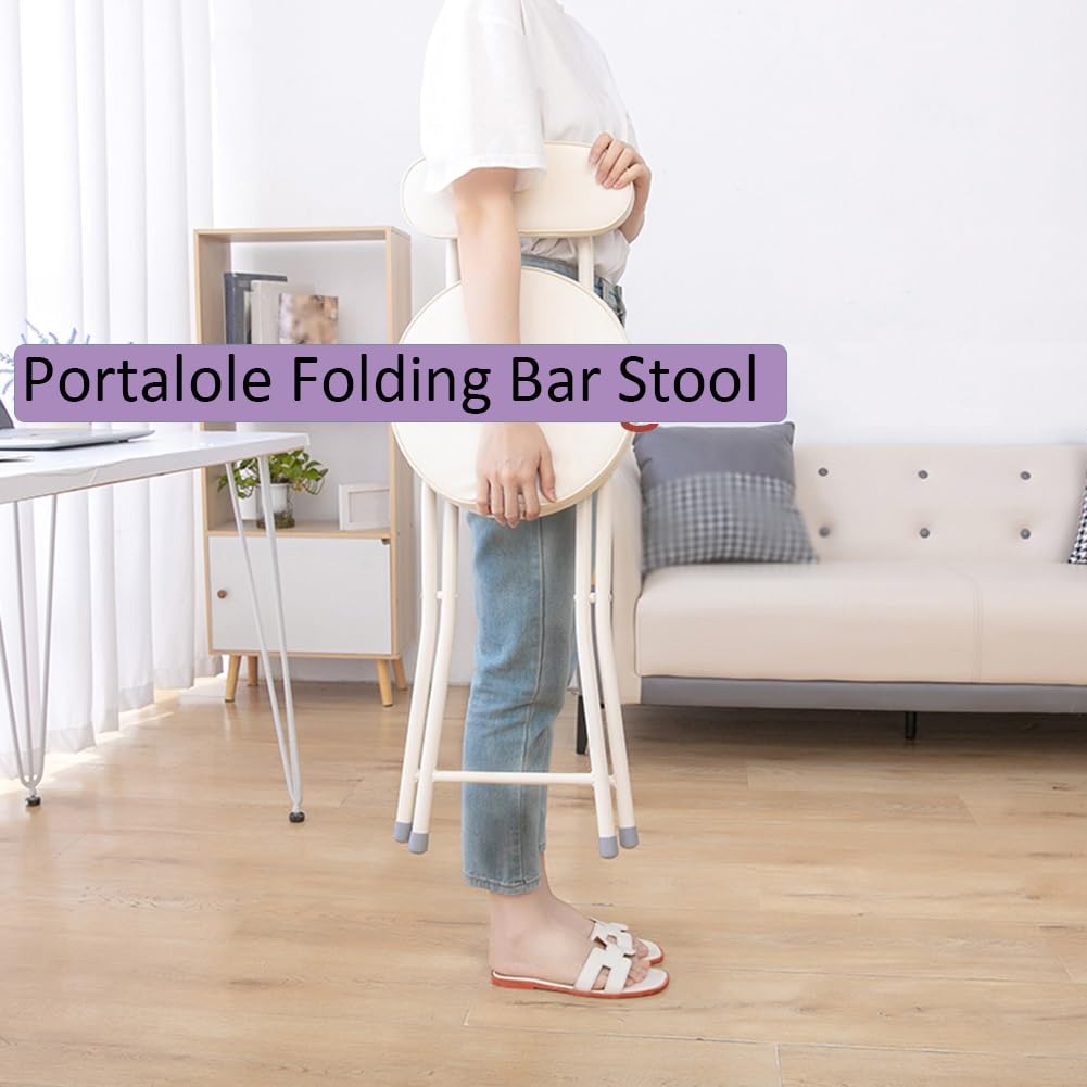 Portable Folding Stool with Back Support, Footrest, Padded Seat, Black D77822
