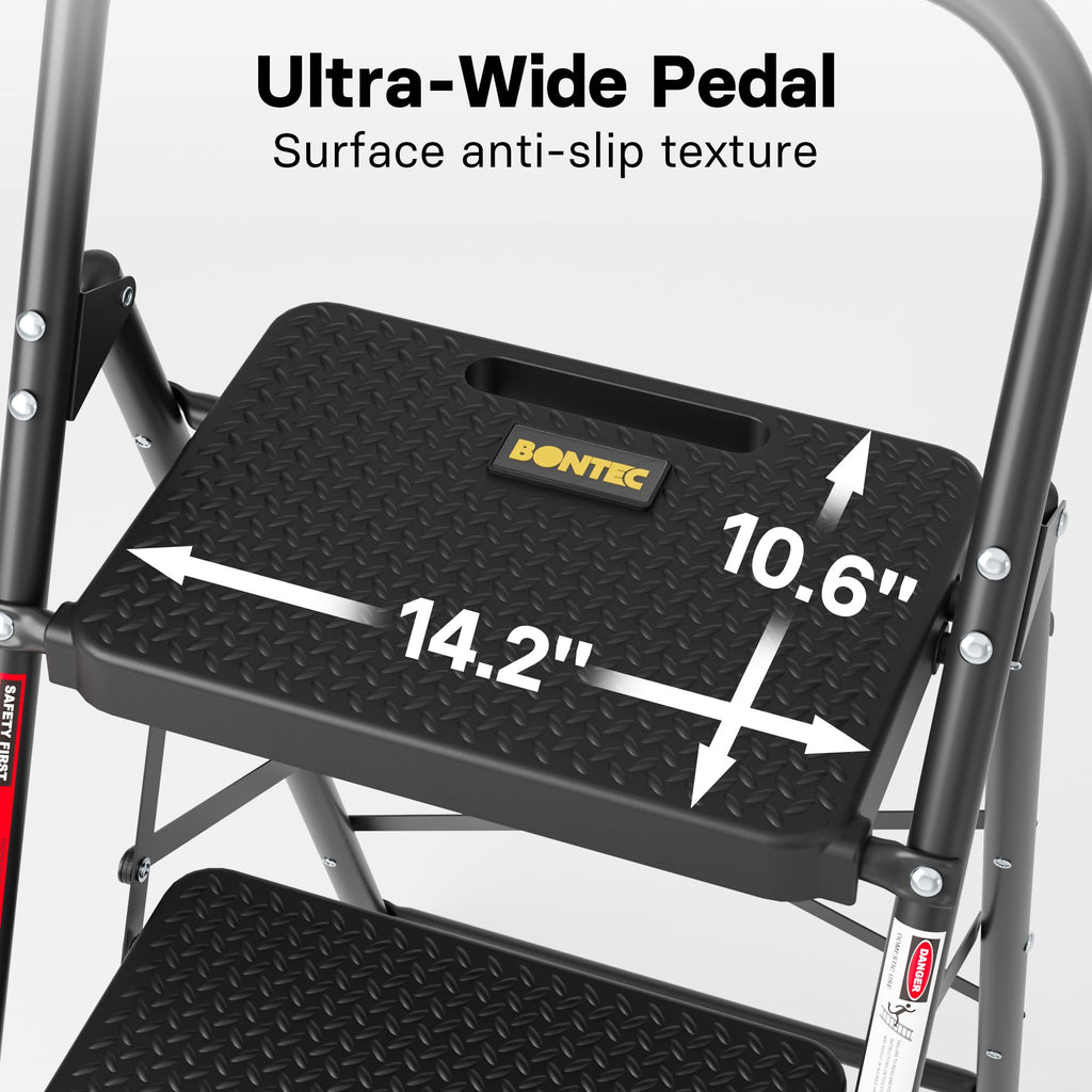 Folding Step Stool 600lbs Max Load Capacity Black G659