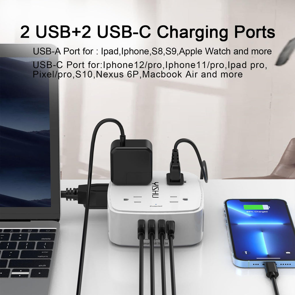 6Ft Surge Protector Power Strip with 8 Outlets & 4 USB Ports J471506