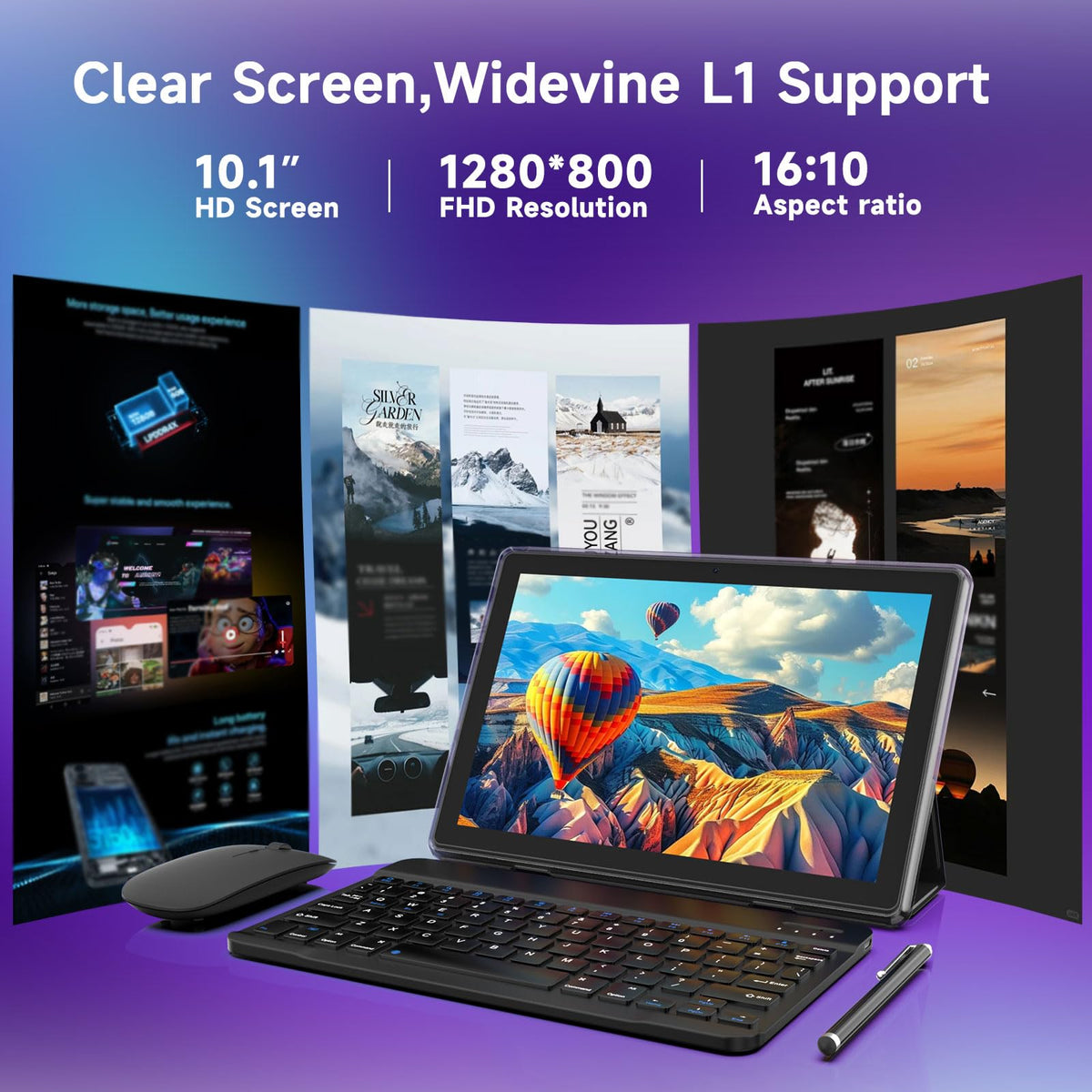 10 Inch Android 15 Tablet with Keyboard Case Mouse Stylus K815102