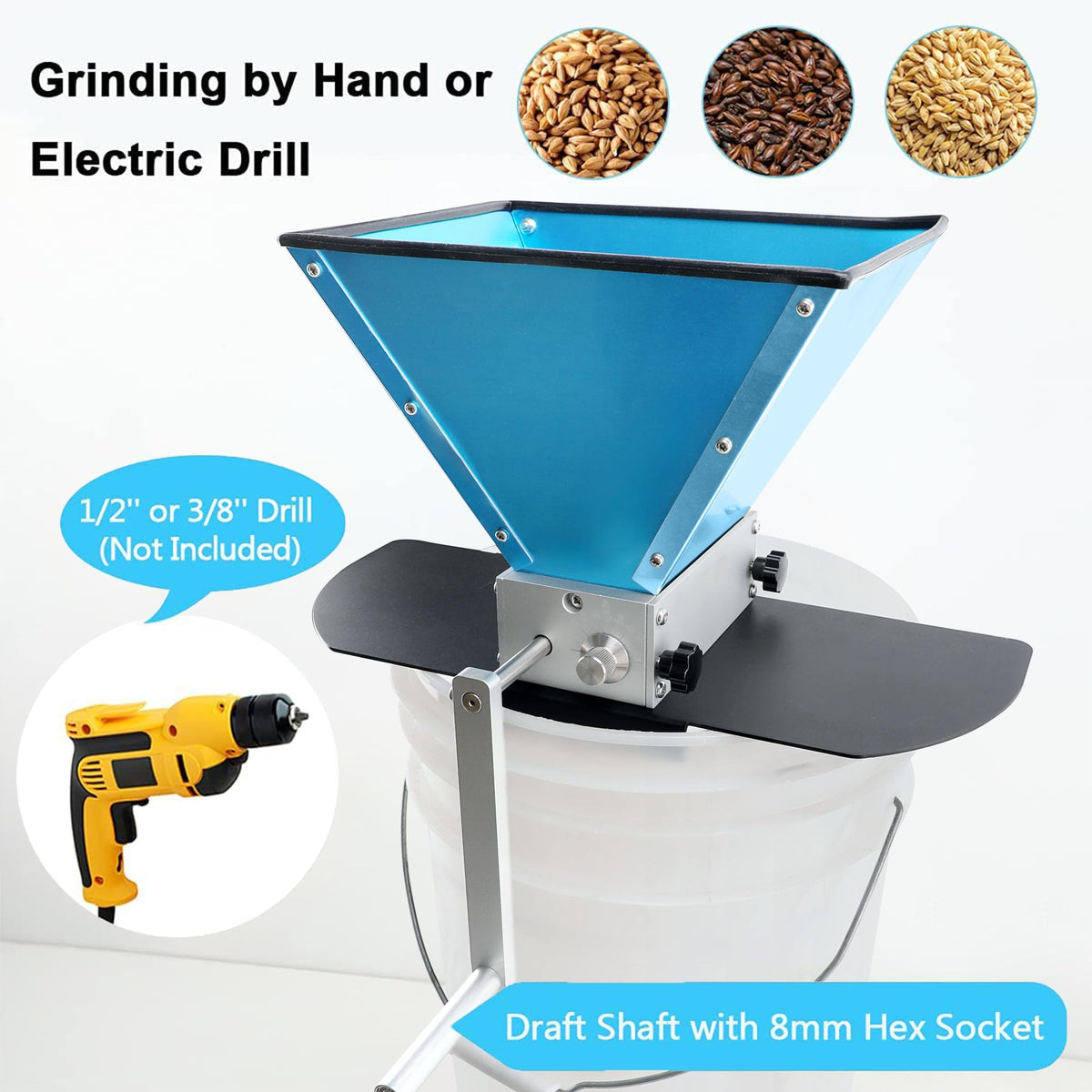 Grain Mill with 7.7LB Hopper 2 Stainless Steel Rollers A9355
