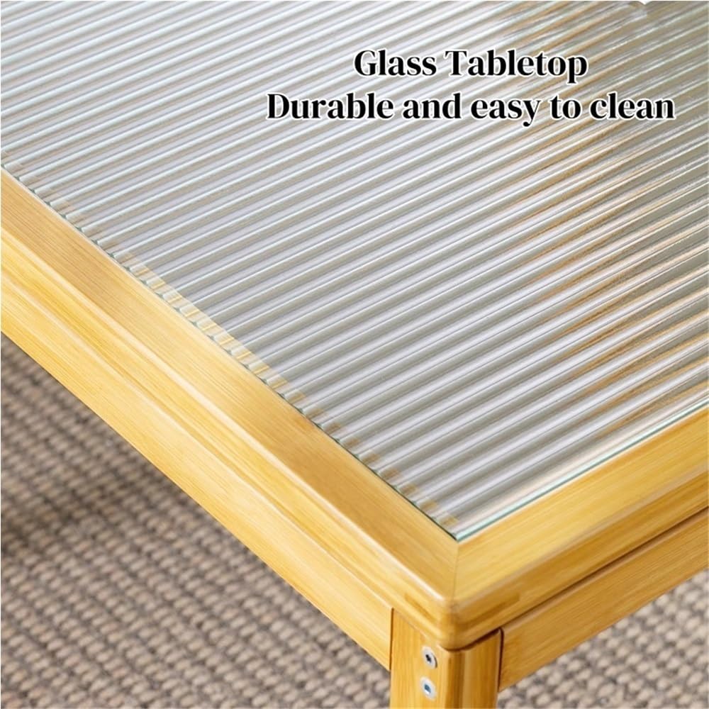 Set of 2 Square Glass Top Rattan Storage Coffee Table C892