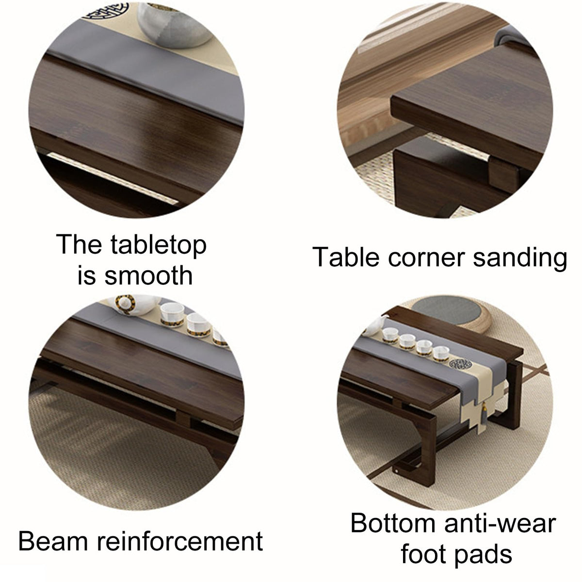 Japanese Floor Table Solid Wood 100x55x30cm I611