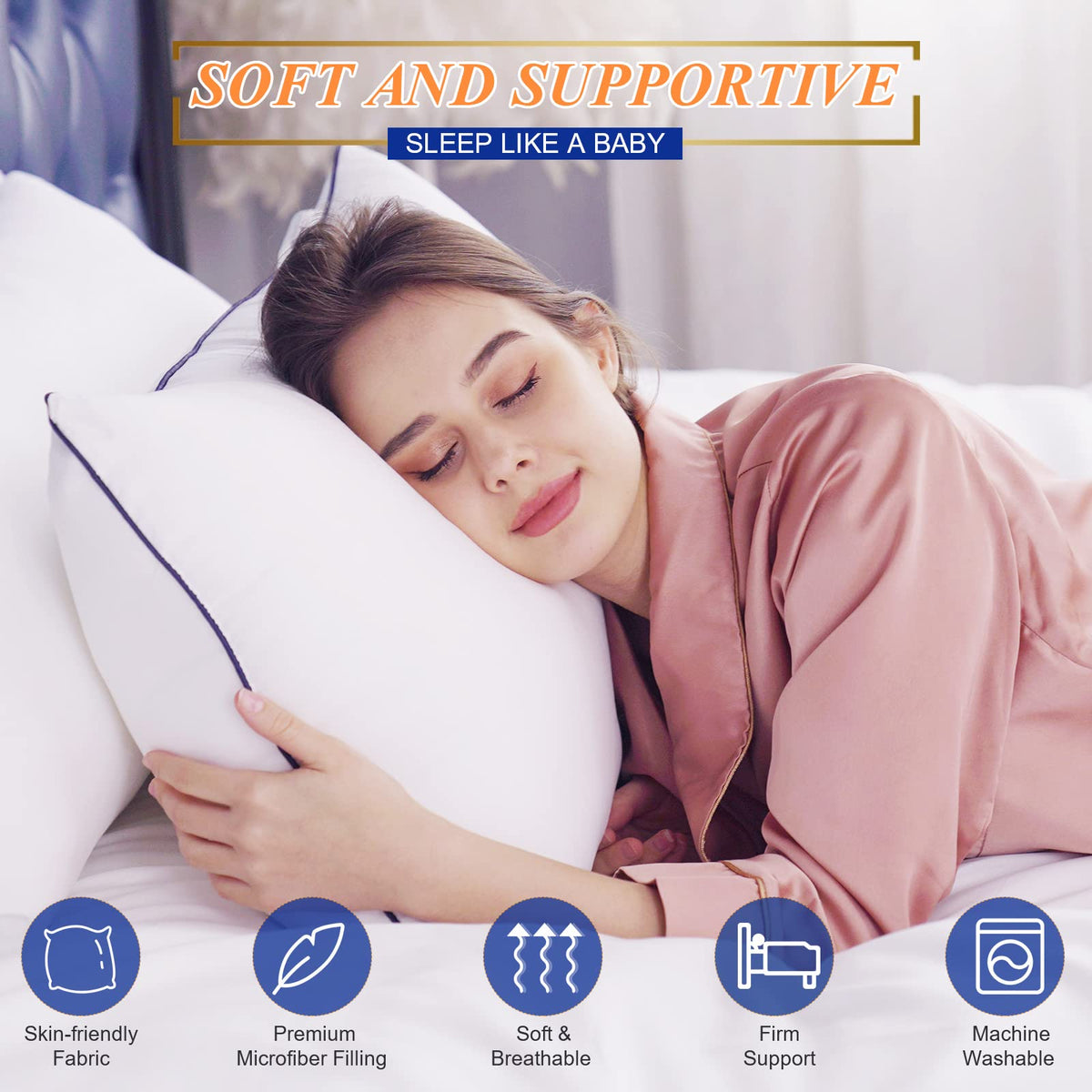 King Size Set of 2 Cooling Bed Pillows U1749