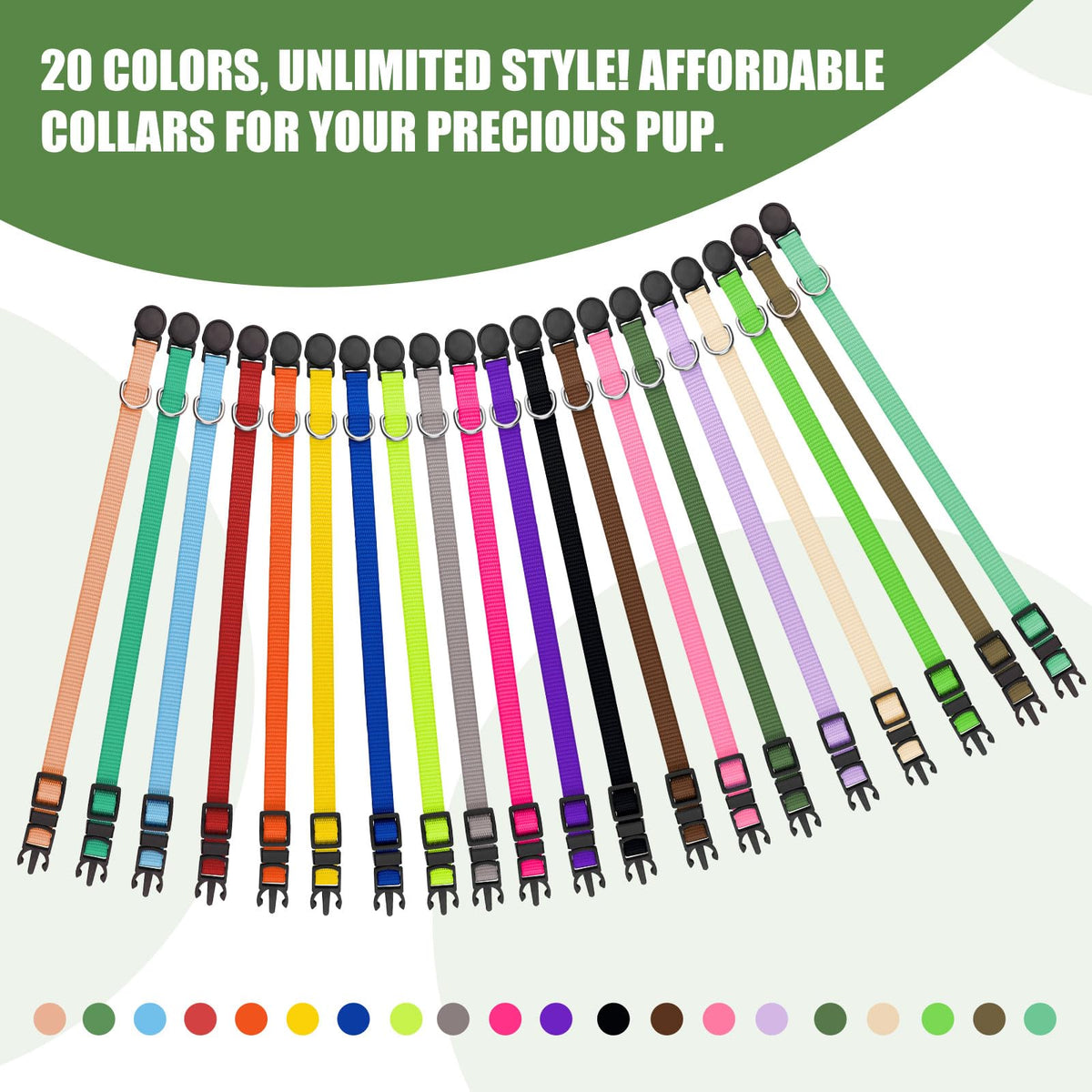 20 PCS Nylon Breakaway Puppy Collars T468389