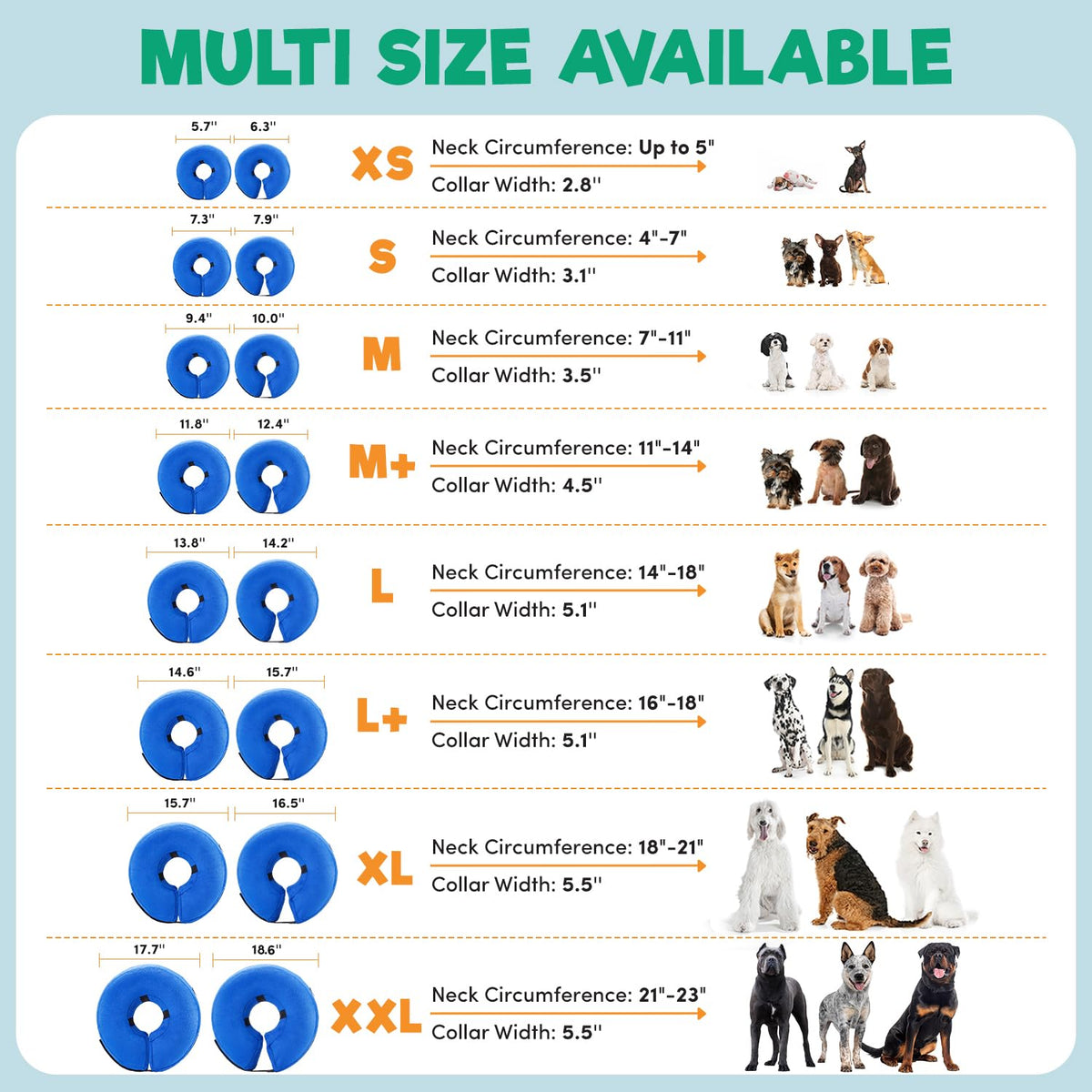 Inflatable Dog Cone Collar Alternative Large Blue Y4024