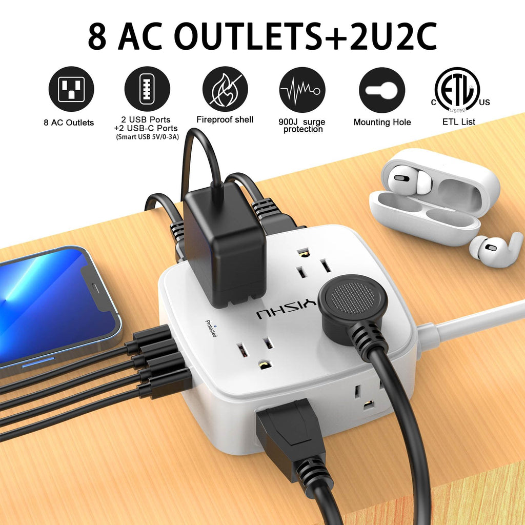 6Ft Surge Protector Power Strip with 8 Outlets & 4 USB Ports J471506