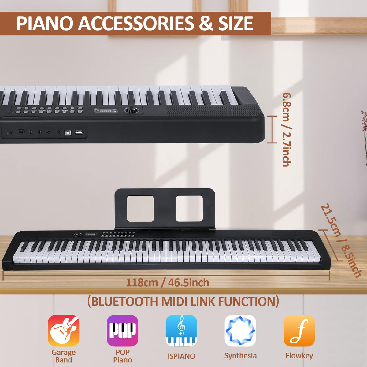 88 Key Electric Digital Piano with Semi Weighted Keys H736291