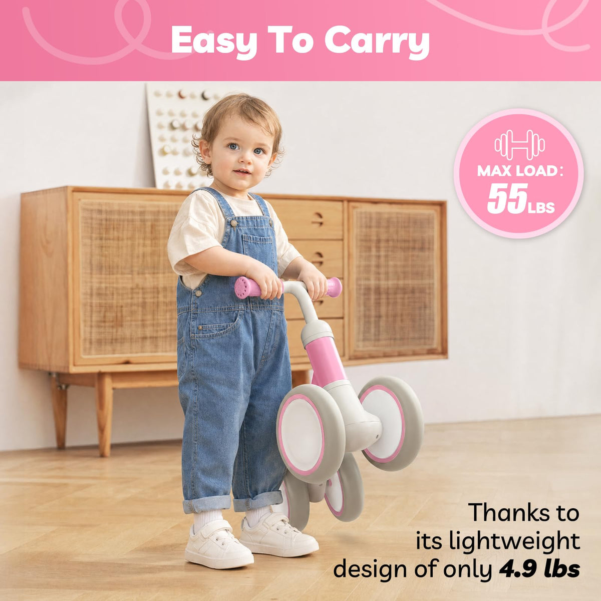 Pink Adjustable Baby Balance Bike J160195