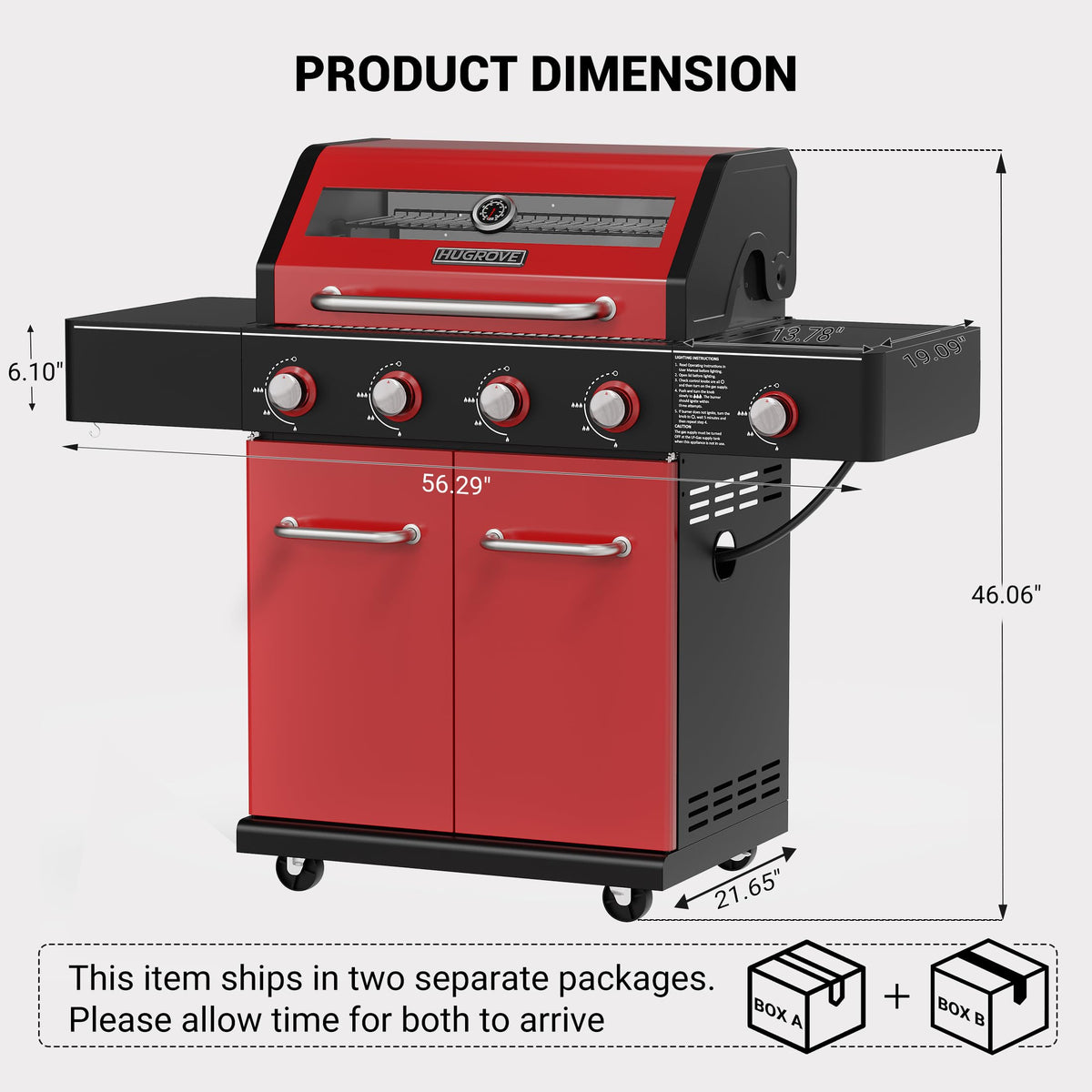 56,000 BTU 4 Burner Propane Gas Grill with Side Burner F693687