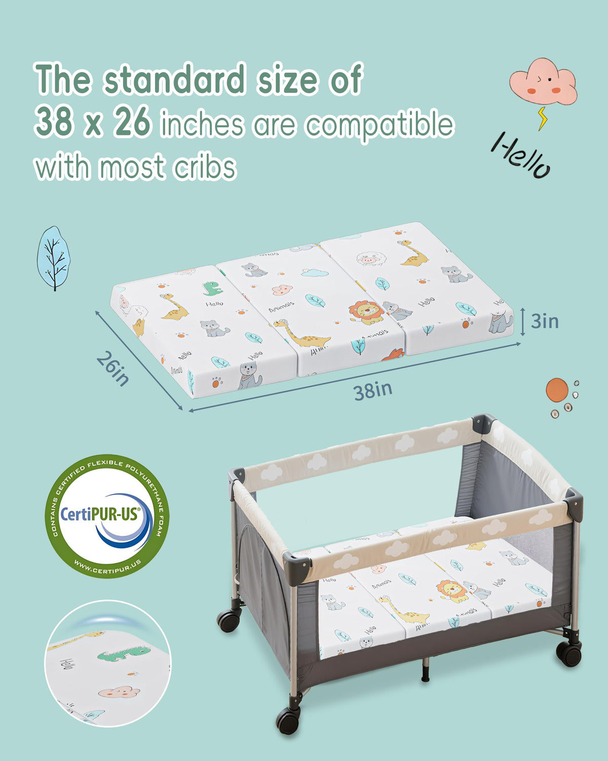 Trifold Pack and Play Mattress 38"x26" G844255