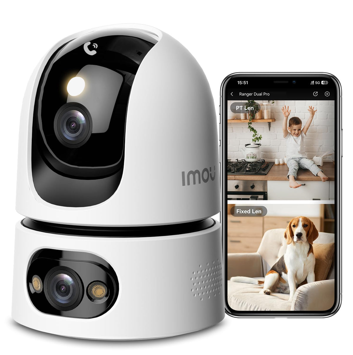 6MP Indoor Security Camera Dual-Lens 360° Pan-Tilt Color Night Vision K153