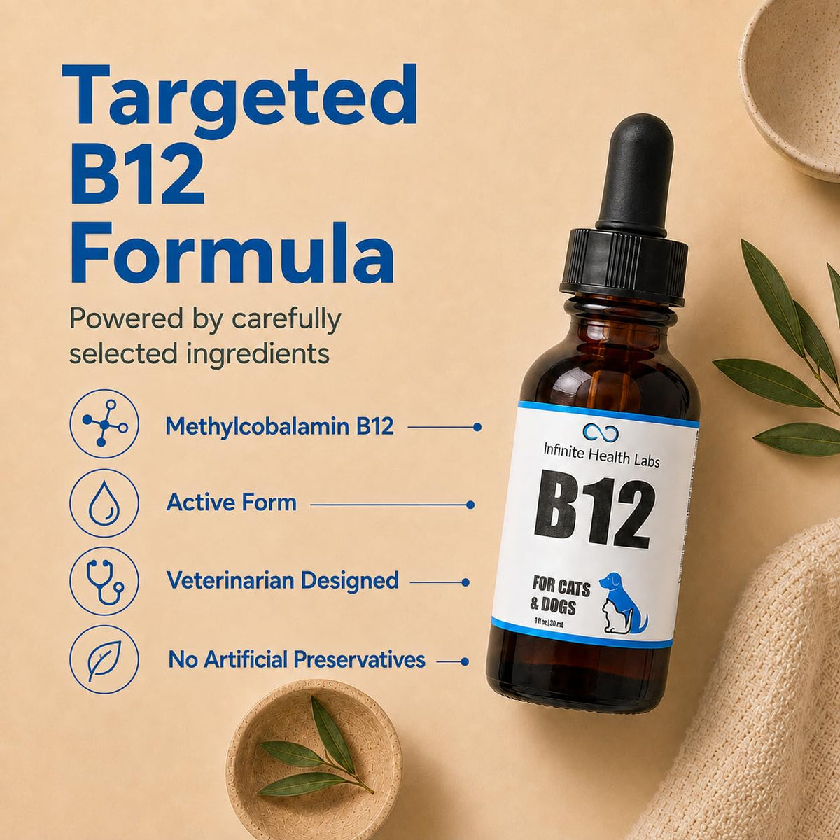 Vitamin B12 for Dogs & Cats, Methylcobalamin, 1 oz E50347