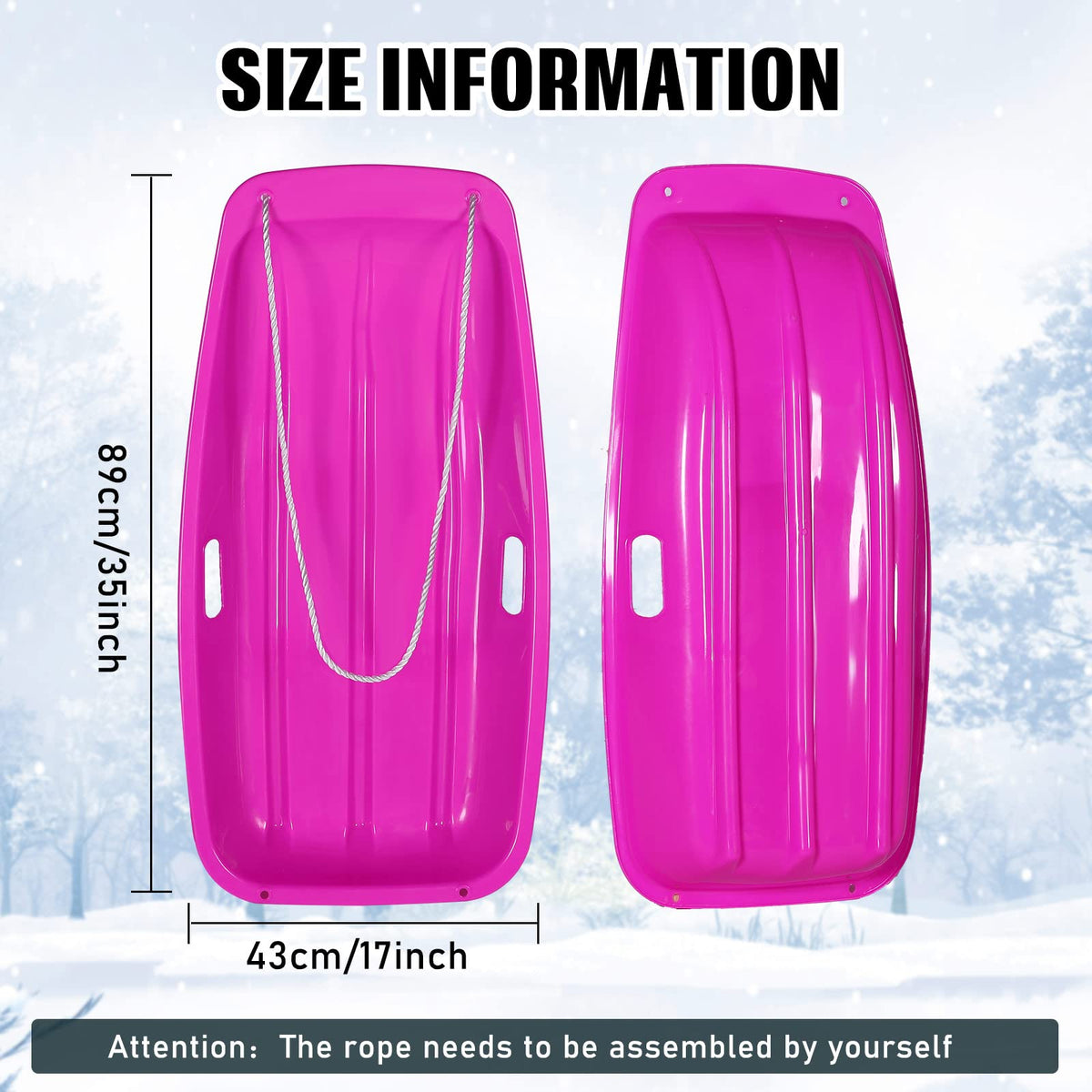 6 Pcs 35 in Plastic Snow Sled Y819