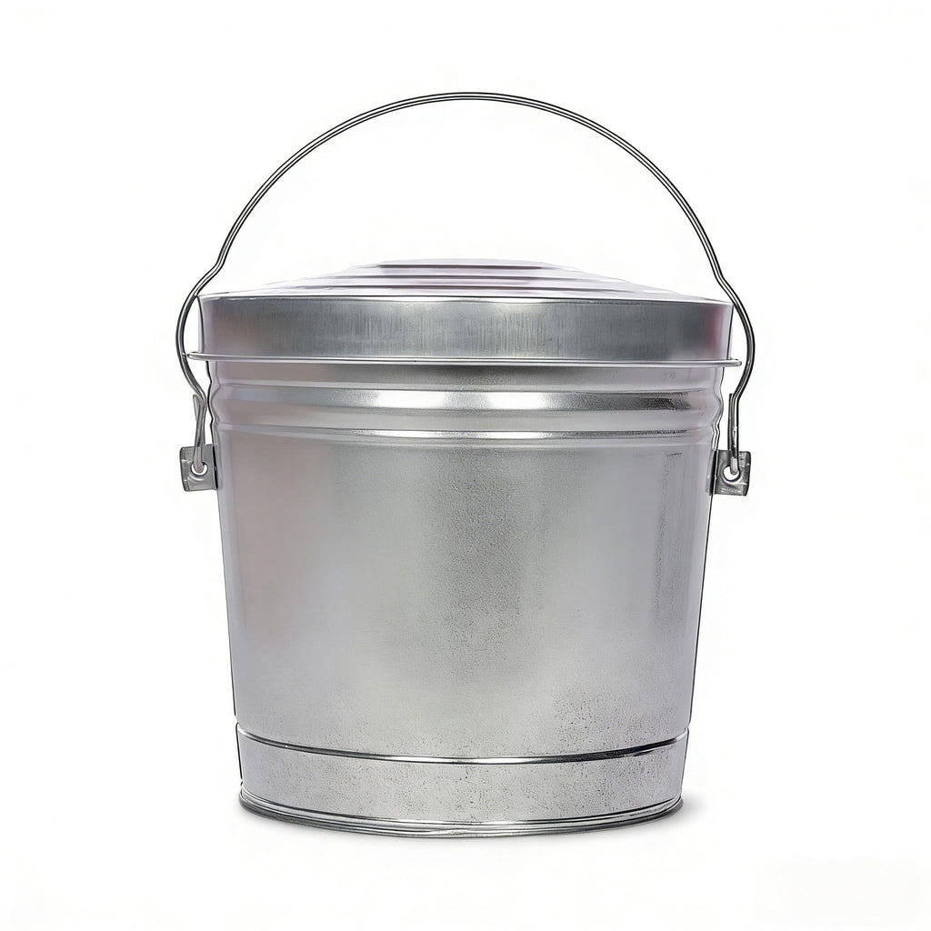 6 Gallon Galvanized Metal Trash Can with Lid E158910