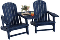 Dark Blue HDPE Adirondack Chairs Set of 2 with Cup Holder E407